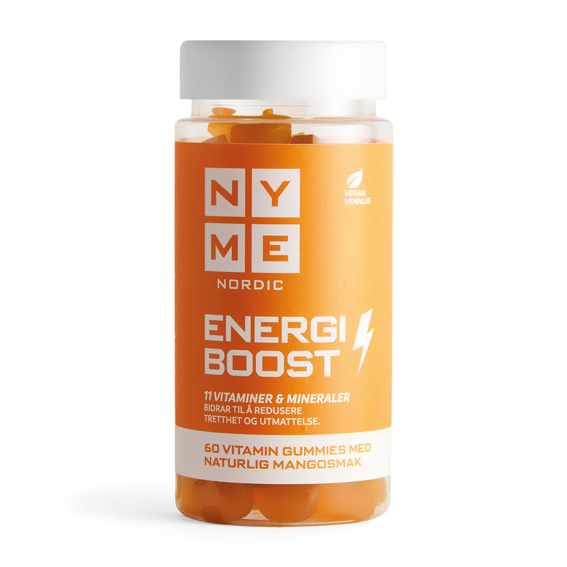 NYME Nordic Energy Gummies.  Unique blend of 11 vitamins. Gelatine free.  Delicious and 100% natural flavours and colours. 60 gummies. Improved bioavailability, greater absorption of vitamins.  Try them today!